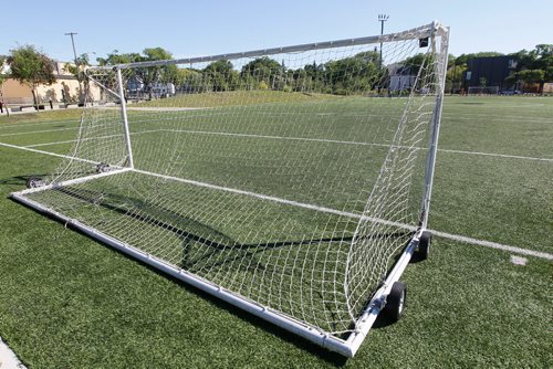 JOHN WOODS / WINNIPEG FREE PRESS
Unsecured portable soccer goal at Gordon Bell High School Monday, June 12, 2017. A few children have died when the goals fell on them as they swung or climbed on the posts