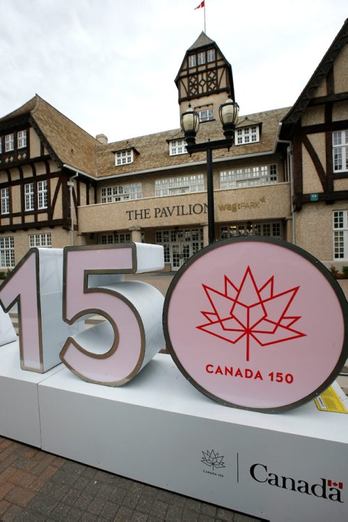 WAYNE GLOWACKI / WINNIPEG FREE PRESS
The sign to celebrate Canadas 150th this year in front of the Pavilion in the Assiniboine Park. The Canada 150 3D public art installation is one of 19 signs that will be on display across Canada as part of the Sesquicentennial celebrations.¤
For story. June 13 2017