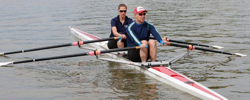 WAYNE GLOWACKI / WINNIPEG FREE PRESS

Free Press Sports editor Steve Lyons gets an introduction to rowing from Olympian Janine Stephens at the Winnipeg Rowing Club.    Steve Lyons column. June 13   2017