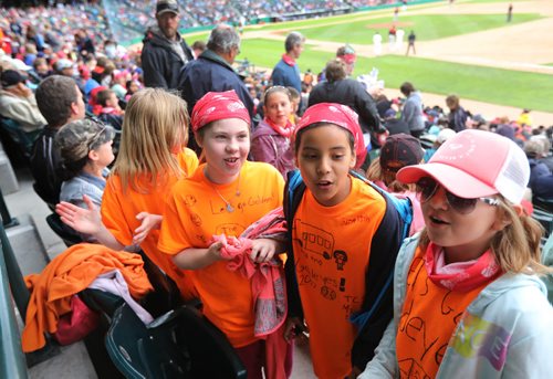 
RUTH BONNEVILLE / WINNIPEG FREE PRESS

Grade 3 and 4 students from Tanners Crossing School in Minnedosa cheer on the Winnipeg Goldeyes   during afternoon game at Shaw Park Tuesday.  The stands were full of students from all over the city and province many of which had never been to a game before.  

June 13, 2017