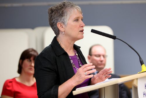 RUTH BONNEVILLE / WINNIPEG FREE PRESS


 Lori Lamont, WRHA vice president of interprofessional practice  shares update at press conference titled  Healing our Health System Plan Implementation, at WRHA offices Wednesday.  
 
WRHA leadership give presentation outlining timeline for first phase of healthcare system changes. 

 
June 14, 2017