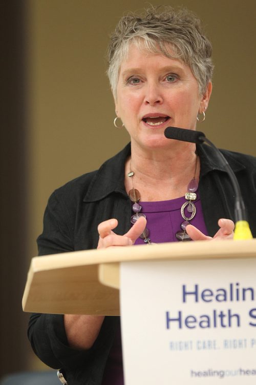 RUTH BONNEVILLE / WINNIPEG FREE PRESS


 Lori Lamont, WRHA vice president of interprofessional practice  shares update at press conference titled  Healing our Health System Plan Implementation, at WRHA offices Wednesday.  
 
WRHA leadership give presentation outlining timeline for first phase of healthcare system changes. 

 
June 14, 2017