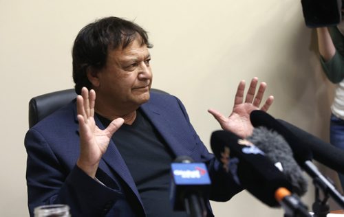 WAYNE GLOWACKI / WINNIPEG FREE PRESS

Town of Churchill Mayor Michael Spence speaks to media in Winnipeg about the Hudson's Bay Rail closure. The news conference was held Wednesday in the MB Chambers of Commerce office.¤ Martin Cash/ Alex Paul stories.June 14   2017