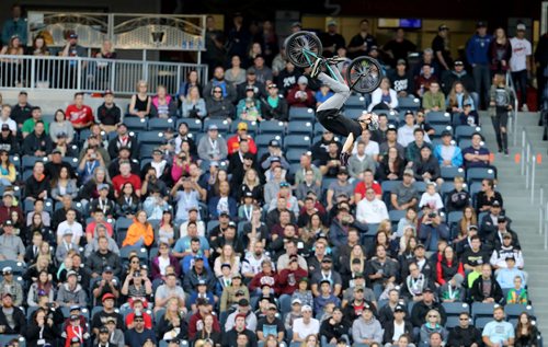 TREVOR HAGAN / WINNIPEG FREE PRESS
Nitro Circus performers at Investors Group Field, Wednesday, June 14, 2017.