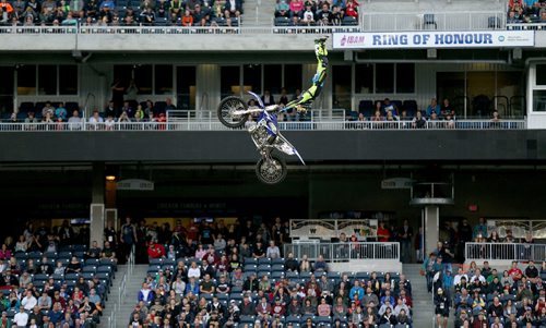 TREVOR HAGAN / WINNIPEG FREE PRESS
Nitro Circus performers at Investors Group Field, Wednesday, June 14, 2017.