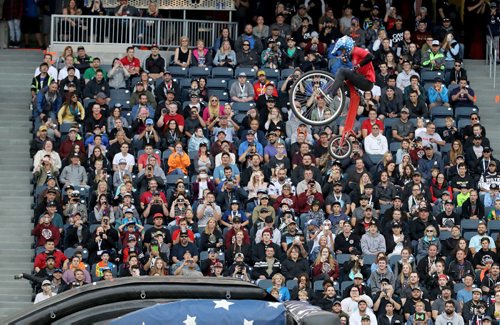 TREVOR HAGAN / WINNIPEG FREE PRESS
Nitro Circus performers at Investors Group Field, Wednesday, June 14, 2017.