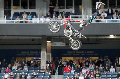 TREVOR HAGAN / WINNIPEG FREE PRESS
Nitro Circus performers at Investors Group Field, Wednesday, June 14, 2017.