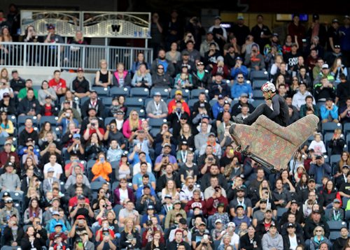 TREVOR HAGAN / WINNIPEG FREE PRESS
Nitro Circus performers at Investors Group Field, Wednesday, June 14, 2017.