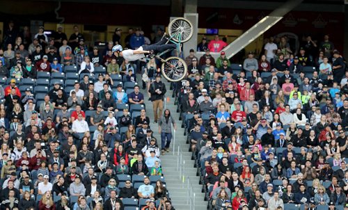 TREVOR HAGAN / WINNIPEG FREE PRESS
Nitro Circus performers at Investors Group Field, Wednesday, June 14, 2017.