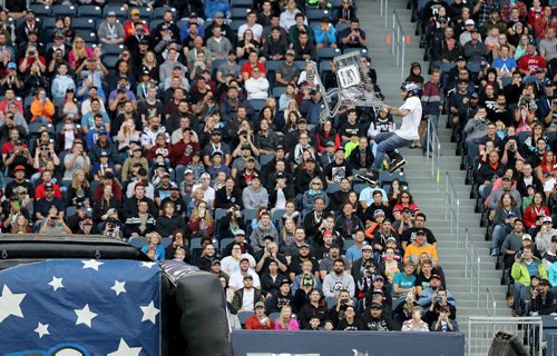 TREVOR HAGAN / WINNIPEG FREE PRESS
Nitro Circus performers at Investors Group Field, Wednesday, June 14, 2017.