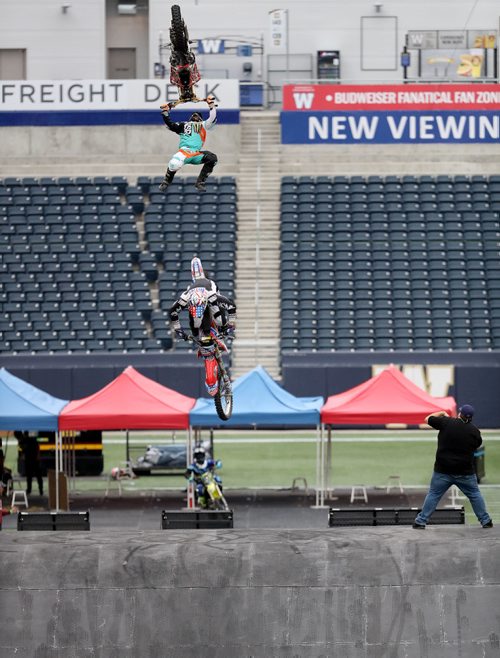 TREVOR HAGAN / WINNIPEG FREE PRESS
Nitro Circus performers at Investors Group Field, Wednesday, June 14, 2017.