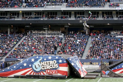 TREVOR HAGAN / WINNIPEG FREE PRESS
Nitro Circus performers at Investors Group Field, Wednesday, June 14, 2017.