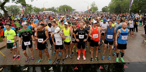 TREVOR HAGAN / WINNIPEG FREE PRESS
The 39th Manitoba Marathon, Sunday, June 18, 2017. Runners wait for the start of the marathon.