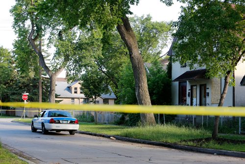 JUSTIN SAMANSKI-LANGILLE / WINNIPEG FREE PRESS
Winnipeg Auxiliary Cadets secure the crime scene outside of 643 Pritchard Ave. Monday morning. Police have confirmed that a homicide occurred on the property Sunday night involving an adult male.
170619 - Monday, June 19, 2017.