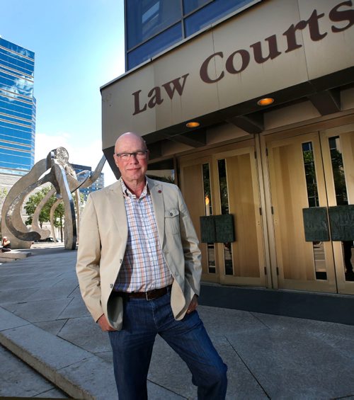 WAYNE GLOWACKI / WINNIPEG FREE PRESS

Judge Ray Wyant in front of the Law Courts bld. He's written a chapter for a new compilation book called "Tough Crimes" which includes 16 contributions from judges and lawyers across Canada. Mike McIntyre story  June 19   2017
