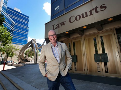 WAYNE GLOWACKI / WINNIPEG FREE PRESS
Judge Ray Wyant in front of the Law Courts bld. He's written a chapter for a new compilation book called "Tough Crimes" which includes 16 contributions from judges and lawyers across Canada. Mike McIntyre story June 19 2017
