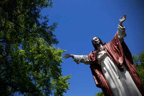 JOHN WOODS / WINNIPEG FREE PRESS
A religious statue at St Boniface Cathedral in Winnipeg photographed Monday, June 19, 2017.

