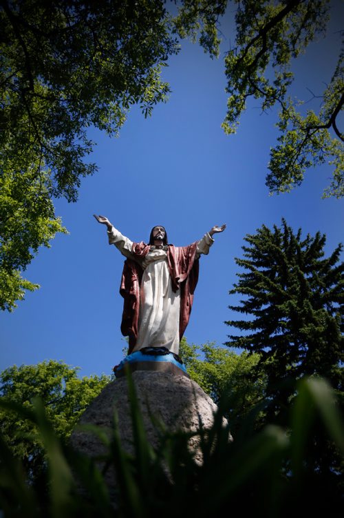 JOHN WOODS / WINNIPEG FREE PRESS
A religious statue at St Boniface Cathedral in Winnipeg photographed Monday, June 19, 2017.

