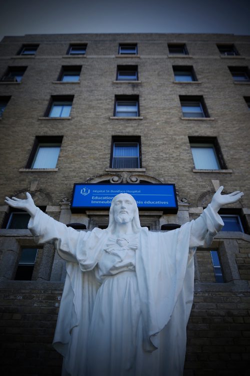 JOHN WOODS / WINNIPEG FREE PRESS
A religious statue at St Boniface Hospital in Winnipeg photographed Monday, June 19, 2017.

