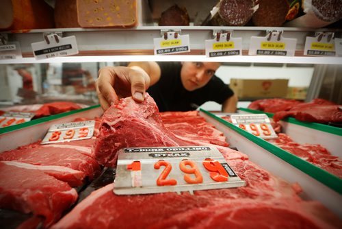 JOHN WOODS / WINNIPEG FREE PRESS
Photos of Billy Zeid, whose family owns Food Fair, at the meat counter at Portage Avenue location Monday, June 19, 2017. A recent report finds that meat prices are expected to go up an additional 7-9% this year.

