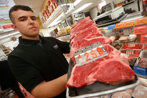 JOHN WOODS / WINNIPEG FREE PRESS
Photos of Billy Zeid, whose family owns Food Fair, at the meat counter at Portage Avenue location Monday, June 19, 2017. A recent report finds that meat prices are expected to go up an additional 7-9% this year.

