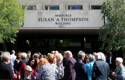 WAYNE GLOWACKI / WINNIPEG FREE PRESS
The event at City Hall Thursday morning for the naming ceremony for the Susan A. Thompson building formerly the Administration building in the city hall court yard.  Stefanie Lasuik story  June 22   2017