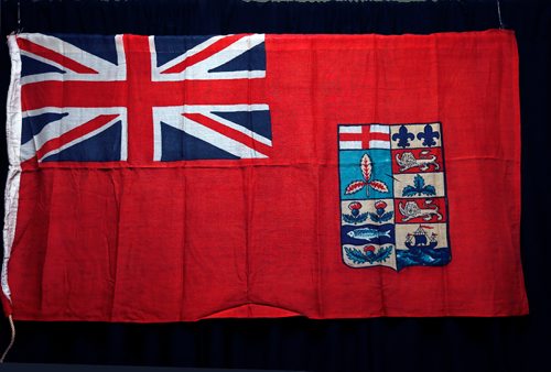 WAYNE GLOWACKI / WINNIPEG FREE PRESS

The Canadian Red Ensign 1868-1922.  This cotton flag is on display at the Manitoba Museum.  June 22   2017