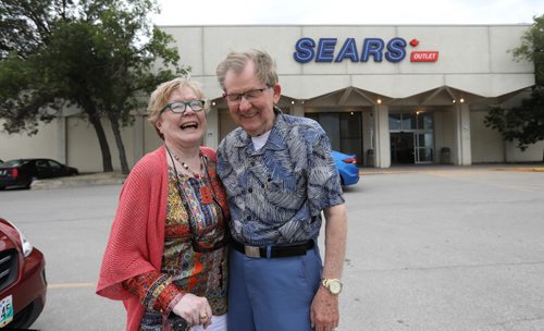 RUTH BONNEVILLE / WINNIPEG FREE PRESS

Former longtime Sears employees Edna and Norm Pohl 
have fond memories of working for the company and are sad to see it close.  The Pohls make their way into the Garden City Sears store Thursday afternoon.  
  For story on announcement that the company plans on closing stores across Canada including the Garden City outlet in Winnipeg.  

June 20, 2017