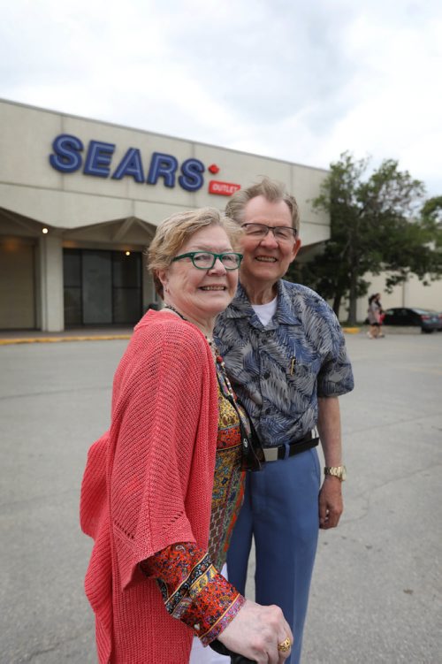 RUTH BONNEVILLE / WINNIPEG FREE PRESS

Former longtime Sears employees Edna and Norm Pohl 
have fond memories of working for the company and are sad to see it close.  The Pohls make their way into the Garden City Sears store Thursday afternoon.  
For story on announcement that the company plans on closing stores across Canada including the Garden City outlet in Winnipeg.  

June 20, 2017