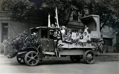 photo copy by WAYNE GLOWACKI / WINNIPEG FREE PRESS

From the Archives of Manitoba, (Events 34/46 ) The Provinces of Canada  Float in the  July 1, 1927  Diamond Jubilee Parade in Winnipeg. Randy Turner story. June 23   2017