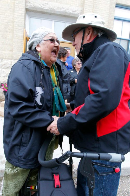 BORIS MINKEVICH / WINNIPEG FREE PRESS
Assiniboia Residential School, the first residential high school in Winnipeg, held a high school reunion this weekend. From left, Dorothy Ann Crate and Ted Fontaine. They were in the school in the 50's. BEN WALDMAN STORY. June 23, 2017
