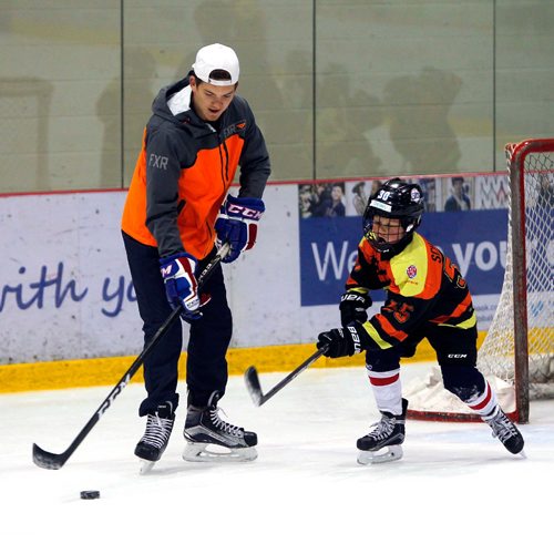 BORIS MINKEVICH / WINNIPEG FREE PRESS
Third Annual Mark Scheifele Hockey Camp in support of KidSport Winnipeg presented by FXR. Mark Scheifele, Winnipeg Jets Center, Team Canada and Team North America player and KidSport Athlete Ambassador, hosted the 3rd Annual Mark Scheifele Hockey Camp in support of KidSport Winnipeg. Here Winnipeg Jets Centre Jack Roslovic in one go the sessions. June 24, 2017
