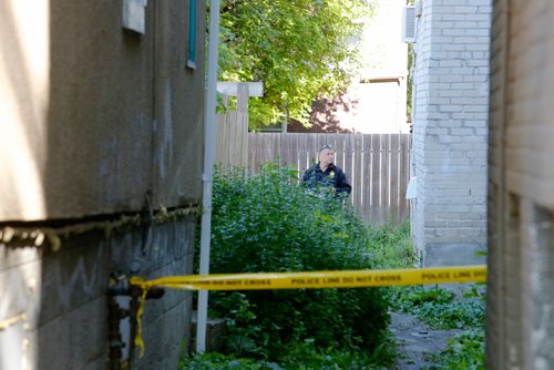 JUSTIN SAMANSKI-LANGILLE / WINNIPEG FREE PRESS
A Winnipeg Police Forensics investigator inspects a crime scene in an ally way behind properties on Sherbrooke and Maryland streets in the city's West End Monday. Police were called to the area late Sunday night after reports of gunfire.
170626 - Monday, June 26, 2017.