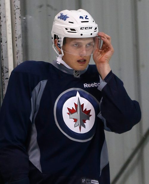 WAYNE GLOWACKI / WINNIPEG FREE PRESS
Finnish forward Kristian Vesalainen at the annual Winnipeg Jets summer development camp at the Bell MTS Iceplex Monday. Mike McIntyre story. June 26 2017