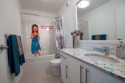 WAYNE GLOWACKI / WINNIPEG FREE PRESS

Homes. The bathhroom in the  display suite in Village Junction Condos at 369 Stradbrook Avenue.  This suite is virtually identical to the suites at Venturas newest project, 24/7 Condos at 247 River Avenue (the featured project in article. Todd Lewys will supply additional photos and the story. June 26   2017