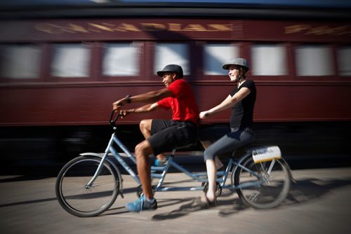 JOHN WOODS / WINNIPEG FREE PRESS
Kim and Chad Celaire, owners of Bee2Gether Tandem Bike Rentals are celebrating their 10th anniversary and are photographed at their Forks location in Winnipeg Monday, June 26, 2017.