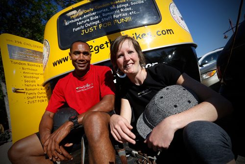 JOHN WOODS / WINNIPEG FREE PRESS
Kim and Chad Celaire, owners of Bee2Gether Tandem Bike Rentals are celebrating their 10th anniversary and are photographed at their Forks location in Winnipeg Monday, June 26, 2017.