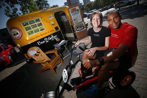 JOHN WOODS / WINNIPEG FREE PRESS
Kim and Chad Celaire, owners of Bee2Gether Tandem Bike Rentals are celebrating their 10th anniversary and are photographed at their Forks location in Winnipeg Monday, June 26, 2017.