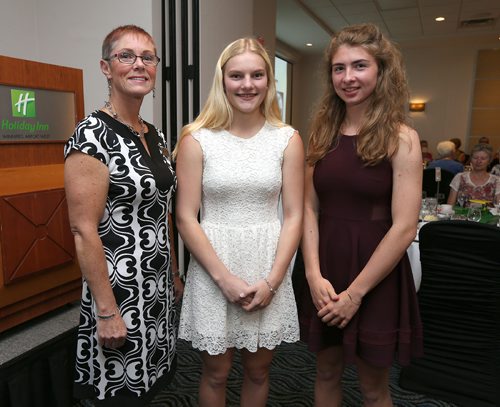 JASON HALSTEAD / WINNIPEG FREE PRESS

L-R: Laura Holtmann (Red River Exhibition chair of the Agriculture and Agri-Food Scholarship Committee), Kalin Winter (recipient of the 2017 Farm Family Scholarship) and Hayley McCaskill (recipient of the 2017 Manitoba Womens Institute Scolarship) at the Celebration of Agriculture, Yesterday, Today and Tomorrow hosted by the Red River Exhibition Association, the Red River Exhibition Foundation Inc. and the Manitoba Agricultural Hall of Fame on June 19, 2017 at the Holiday Inn Airport West. (See Social Page)