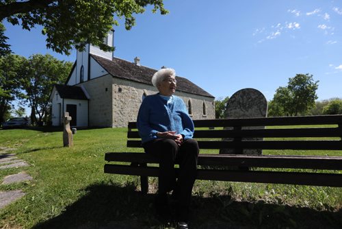 RUTH BONNEVILLE / WINNIPEG FREE PRESS

49.8 - Selkirk settlers / Peguis 
Parish of St Peter Old Stone Church long-time member Olive Lille outside the church which was built for the first  indigenous Christian converts (Saulteaux Indians). Chief Peguis was the 1st  convert to Christianity.
Former Selkirk Mayor, Peguis First Nation member Bill Shead for a walkabout through 200 years of history on the grounds of Parish of St Peter  Old Stone Church with Olive Lillie.  
See Alex Paul story.  
 

June 22, 2017