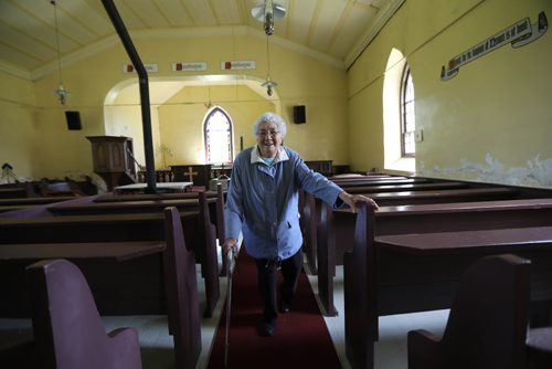 RUTH BONNEVILLE / WINNIPEG FREE PRESS

49.8 - Selkirk settlers / Peguis 
Parish of St Peter Old Stone Church long-time member Olive Lille (81yrs)  inside church which was built for the first  indigenous Christian converts (Saulteaux Indians). Chief Peguis was the 1st  convert to Christianity.
Former Selkirk Mayor, Peguis First Nation member Bill Shead for a walkabout through 200 years of history on the grounds of Parish of St Peter  Old Stone Church with Olive Lillie.  
See Alex Paul story.  
 

June 22, 2017