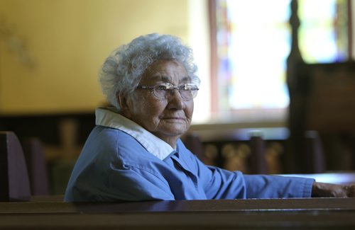 RUTH BONNEVILLE / WINNIPEG FREE PRESS

49.8 - Selkirk settlers / Peguis 
Parish of St Peter   Old Stone Church long-time member Olive Lille (81yrs)  inside church which was built for the first  indigenous Christian converts (Saulteaux Indians). Chief Peguis was the 1st  convert to Christianity.
Former Selkirk Mayor, Peguis First Nation member Bill Shead for a walkabout through 200 years of history on the grounds of Parish of St Peter  Old Stone Church with Olive Lillie.  
See Alex Paul story.  
 

June 22, 2017