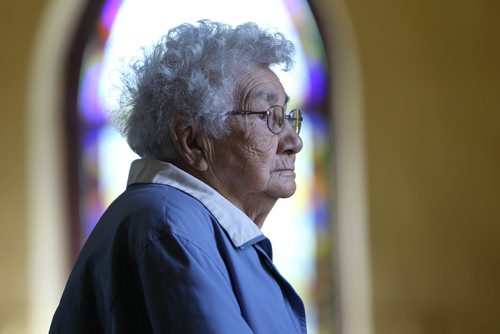 RUTH BONNEVILLE / WINNIPEG FREE PRESS

49.8 - Selkirk settlers / Peguis 
Parish of St Peter  Old Stone Church long-time member Olive Lille (81yrs)  inside church which was built for the first  indigenous Christian converts (Saulteaux Indians). Chief Peguis was the 1st  convert to Christianity.
Former Selkirk Mayor, Peguis First Nation member Bill Shead for a walkabout through 200 years of history on the grounds of Parish of St Peter   Old Stone Church with Olive Lillie.  
See Alex Paul story.  
 

June 22, 2017