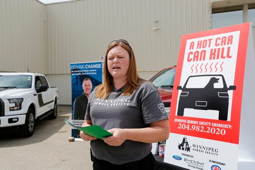 JUSTIN SAMANSKI-LANGILLE / WINNIPEG FREE PRESS
Heather Neal, manager of investigations and emergency services for the Winnipeg Humane Society speaks at a press conference announcing a new campaign promoting awareness of the dangers of hot cars for pets.
170629 - Thursday, June 29, 2017.