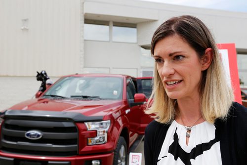 JUSTIN SAMANSKI-LANGILLE / WINNIPEG FREE PRESS
CAA Manitoba Spokesperson Lix Kulyk speaks to reporters following a press conference announcing a new campaign promoting awareness of the dangers of hot cars for pets.
170629 - Thursday, June 29, 2017.