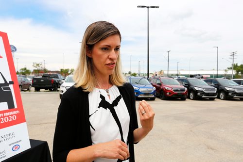 JUSTIN SAMANSKI-LANGILLE / WINNIPEG FREE PRESS
CAA Manitoba Spokesperson Lix Kulyk speaks to reporters following a press conference announcing a new campaign promoting awareness of the dangers of hot cars for pets.
170629 - Thursday, June 29, 2017.