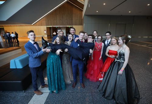 RUTH BONNEVILLE / WINNIPEG FREE PRESS

49.8 Feature: Class of  2017 Project:    Fun group photo with some of the students who started kindergarden together at Windsor school taken at graduation dinner.  Names from left: Avery, Quinn, Hailey, Sydney, Aby,  Garrett, Griffin, Mackenzie, Julianna, Devon, Thomas, Naomi, Sarah and Noah (being held up by Griffin.  

Final photos of The class of 2017 students (15),  on their graduation day from Glenlawn Collegiate.  Their convocation ceremony was held at The RBC Convention Centre on June 26th 2017 as well as their dinner and dance later that evening.  
See story on WFP's 13 year documentary on a group of students  who the Free Press followed and photographed from their 1st year in kindergarden in Windsor School to their graduating year in 2017 at Glenlawn Collegiate. 

See Doug Speirs story.  

June 26, 2017