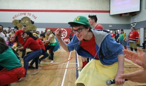 RUTH BONNEVILLE / WINNIPEG FREE PRESS

49.8 Feature: Class of  2017 Project:    Noah cheers for his team during spirit week in Feb at Glenlawn Collegiate.  

Final photos of The class of 2017 students (15),  on their graduation day from Glenlawn Collegiate.  Their convocation ceremony was held at The RBC Convention Centre on June 26th 2017 as well as their dinner and dance later that evening.  
See story on WFP's 13 year documentary on a group of students  who the Free Press followed and photographed from their 1st year in kindergarden in Windsor School to their graduating year in 2017 at Glenlawn Collegiate. 

See Doug Speirs story.  

June 26, 2017