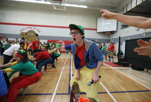 RUTH BONNEVILLE / WINNIPEG FREE PRESS

49.8 Feature: Class of  2017 Project:    Noah cheers for his team during spirit week in Feb at Glenlawn Collegiate.  

Final photos of The class of 2017 students (15),  on their graduation day from Glenlawn Collegiate.  Their convocation ceremony was held at The RBC Convention Centre on June 26th 2017 as well as their dinner and dance later that evening.  
See story on WFP's 13 year documentary on a group of students  who the Free Press followed and photographed from their 1st year in kindergarden in Windsor School to their graduating year in 2017 at Glenlawn Collegiate. 

See Doug Speirs story.  

June 26, 2017