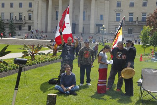 BORIS MINKEVICH / WINNIPEG FREE PRESS
Protestors of Canada Day at the Manitoba Legislature this afternoon. July 1, 2017
